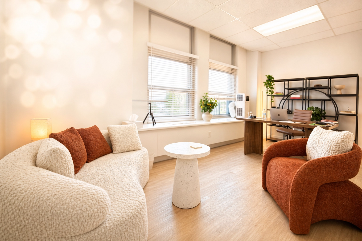 Full view of the therapy room and sofa at BelMind Therapeia in Thunder Bay